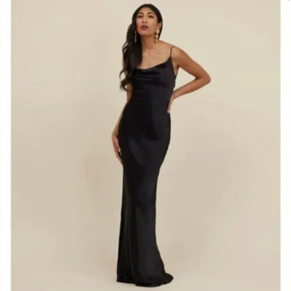 Park & Fifth Satin Belmont Dress in Navy